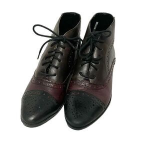 Handmade In Brazil Leather Oxford Booties BlackRed & Brown Size 5.5